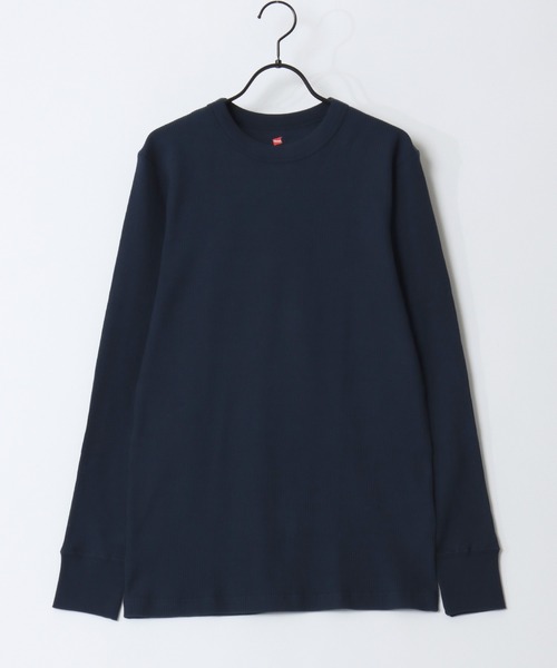 HANES(ヘインズ)の「Hanes/へインズ BEEFY/ビーフィー 無地 ワッフル/サーマル クルーネック 長袖Tシャツ/ロングスリーブTシャツ/1P パックT/レディース メンズ(Tシャツ/カットソー・メンズ・ホワイト/ネイビー/ブラック/グレー・S/XL/L/M)」の15枚目の写真