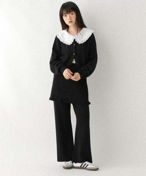 Heather（ヘザー）の「ニットレイヤードパンツ　592789（その他パンツ・レディース・ブラック/ブラウン・FREE）」の3枚目の写真