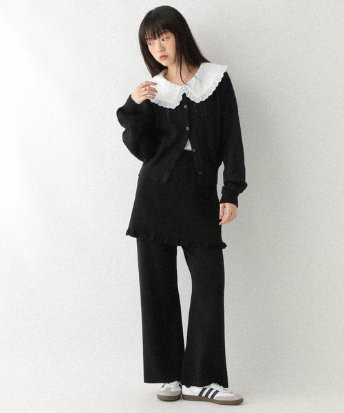 Heather（ヘザー）の「ニットレイヤードパンツ　592789（その他パンツ・レディース・ブラック/ブラウン・FREE）」の5枚目の写真