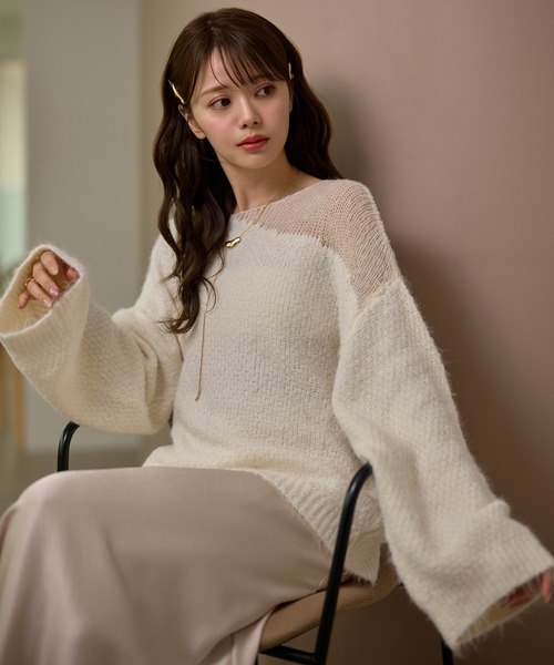 LAULEN(ローレン)の「wool blend contrast knit /ウールブレンドコントラストデザインニット(ニット/セーター・レディース・チャコールグレー/ベージュ/アイボリー/ブラウン・FREE)」の5枚目の写真