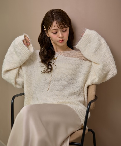 LAULEN(ローレン)の「wool blend contrast knit /ウールブレンドコントラストデザインニット(ニット/セーター・レディース・チャコールグレー/ベージュ/アイボリー/ブラウン・FREE)」の6枚目の写真