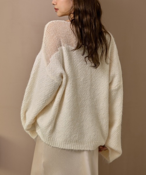 LAULEN(ローレン)の「wool blend contrast knit /ウールブレンドコントラストデザインニット(ニット/セーター・レディース・チャコールグレー/ベージュ/アイボリー/ブラウン・FREE)」の7枚目の写真