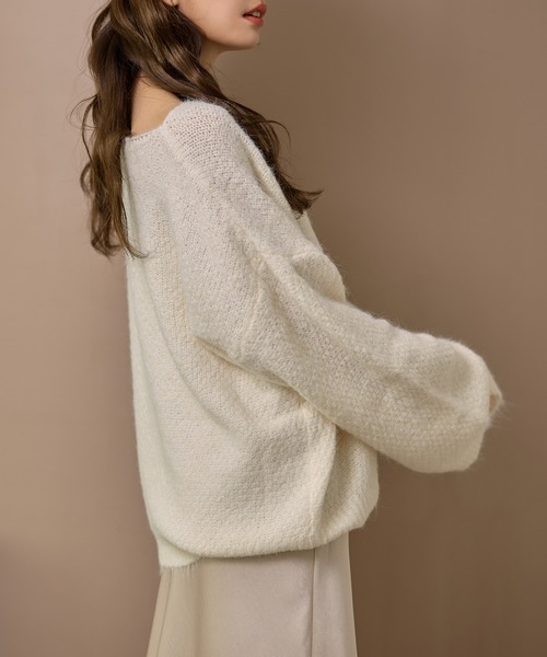 LAULEN(ローレン)の「wool blend contrast knit /ウールブレンドコントラストデザインニット(ニット/セーター・レディース・チャコールグレー/ベージュ/アイボリー/ブラウン・FREE)」の8枚目の写真