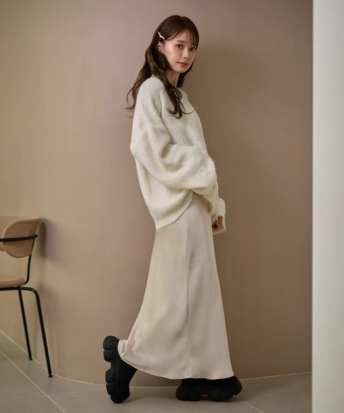 LAULEN(ローレン)の「wool blend contrast knit /ウールブレンドコントラストデザインニット(ニット/セーター・レディース・チャコールグレー/ベージュ/アイボリー/ブラウン・FREE)」の10枚目の写真