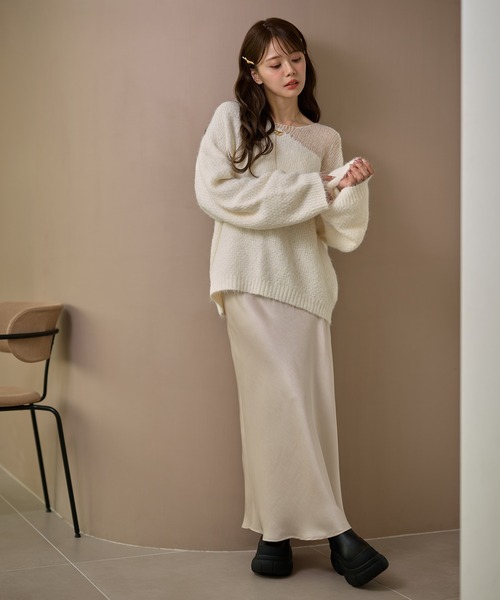 LAULEN(ローレン)の「wool blend contrast knit /ウールブレンドコントラストデザインニット(ニット/セーター・レディース・チャコールグレー/ベージュ/アイボリー/ブラウン・FREE)」の11枚目の写真
