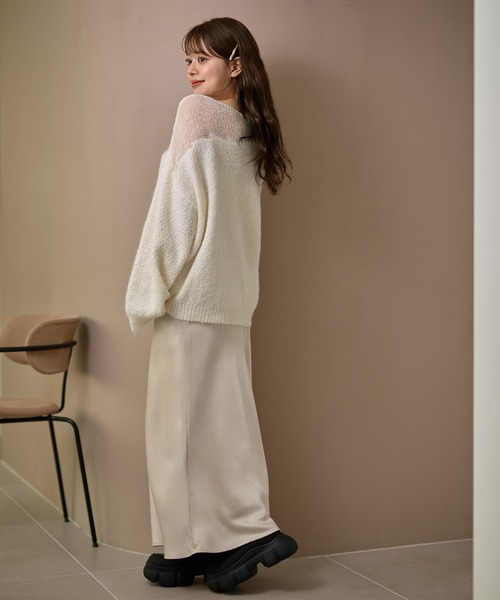 LAULEN(ローレン)の「wool blend contrast knit /ウールブレンドコントラストデザインニット(ニット/セーター・レディース・チャコールグレー/ベージュ/アイボリー/ブラウン・FREE)」の12枚目の写真