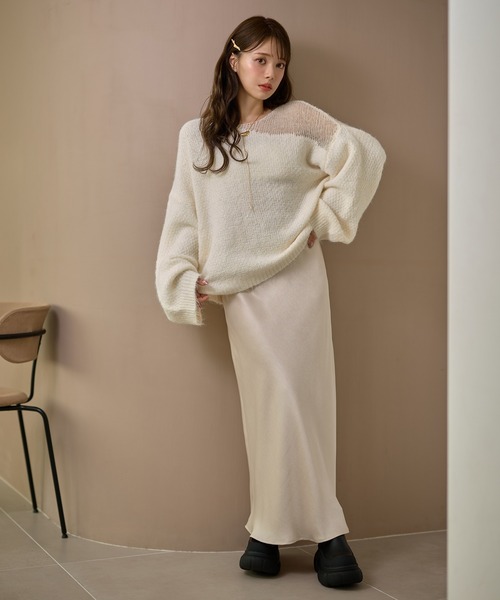 LAULEN(ローレン)の「wool blend contrast knit /ウールブレンドコントラストデザインニット(ニット/セーター・レディース・チャコールグレー/ベージュ/アイボリー/ブラウン・FREE)」の13枚目の写真
