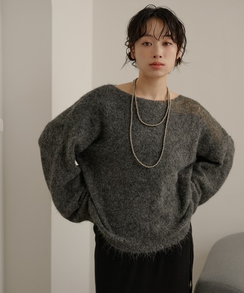 LAULEN(ローレン)の「wool blend contrast knit /ウールブレンドコントラストデザインニット(ニット/セーター・レディース・チャコールグレー/ベージュ/アイボリー/ブラウン・FREE)」の14枚目の写真