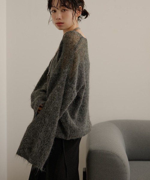 LAULEN(ローレン)の「wool blend contrast knit /ウールブレンドコントラストデザインニット(ニット/セーター・レディース・チャコールグレー/ベージュ/アイボリー/ブラウン・FREE)」の15枚目の写真