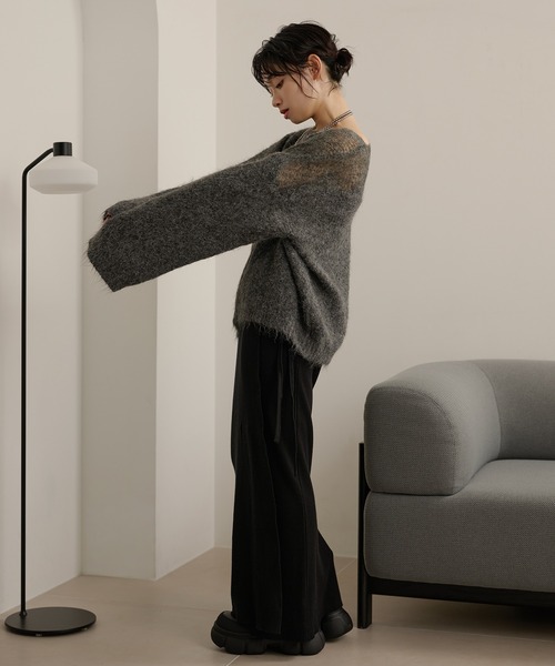 LAULEN(ローレン)の「wool blend contrast knit /ウールブレンドコントラストデザインニット(ニット/セーター・レディース・チャコールグレー/ベージュ/アイボリー/ブラウン・FREE)」の20枚目の写真