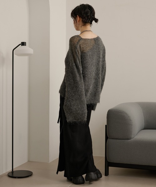 LAULEN(ローレン)の「wool blend contrast knit /ウールブレンドコントラストデザインニット(ニット/セーター・レディース・チャコールグレー/ベージュ/アイボリー/ブラウン・FREE)」の21枚目の写真