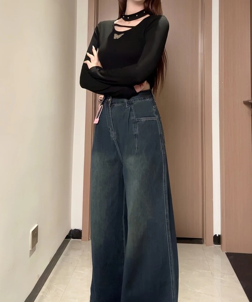 AsheKsha（アシクシャ）の「バタフライモチーフストラップロンスリーブカットソー（Tシャツ/カットソー・レディース・ブラック/グレー/ベージュ・S）」の15枚目の写真