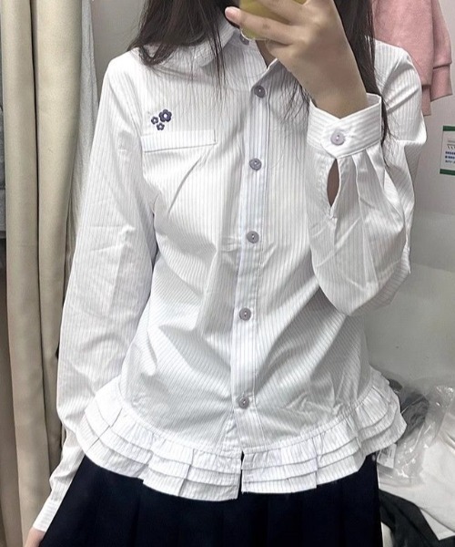 Chalmiere コウモリ衿半袖ブラウス ストライプフリルスカート　セット コウモリ衿半袖ブラウス | Chalmiere | axes femme onlineshop