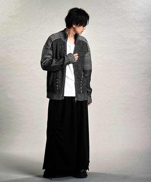 セール】【NO ID.】Bikers Knit Zip Cardigan / バイカーズ ニット