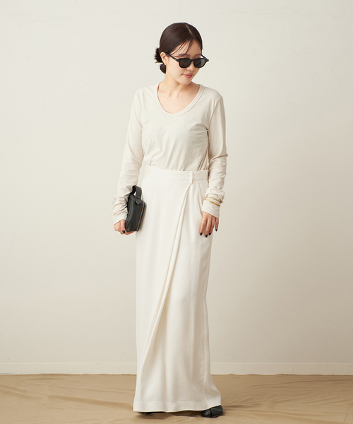 plage(プラージュ)の「cupura satin wrap スカート(スカート・レディース・ホワイト/ブラック・38/34/36)」の20枚目の写真