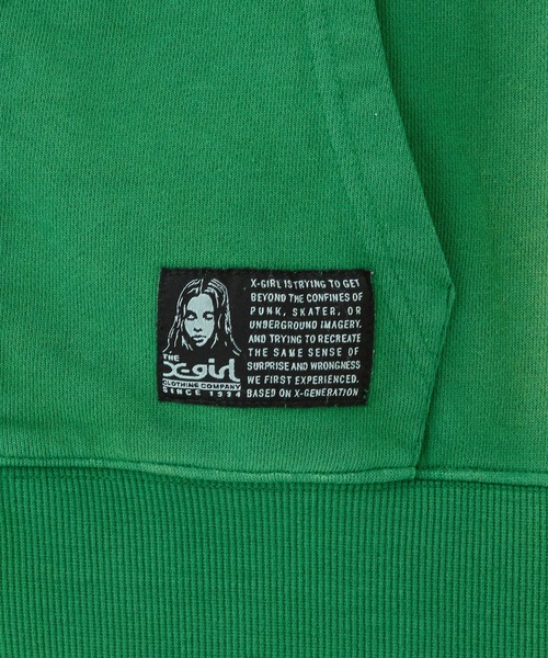 X-girl(エックスガール)の「OVERDYED ZIP UP SWEAT HOODIE(パーカー・レディース・ピンク/グリーン/ネイビー・S/M)」の11枚目の写真