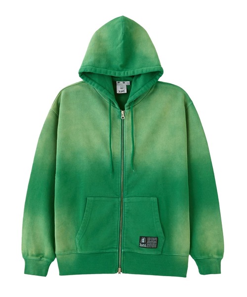 X-girl(エックスガール)の「OVERDYED ZIP UP SWEAT HOODIE(パーカー・レディース・ピンク/グリーン/ネイビー・S/M)」の6枚目の写真