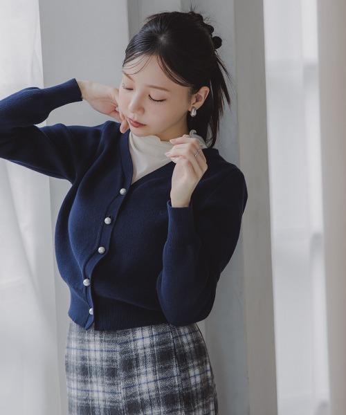 Petitjo（プッチージョ）の「小さいサイズ　綿100％パールボタンカーディガン　低身長さん・小柄女性（カーディガン/ボレロ・レディース・ピンク/ブラック/ライトグリーン/ネイビー・PM/PSS/PL/PS）」の9枚目の写真