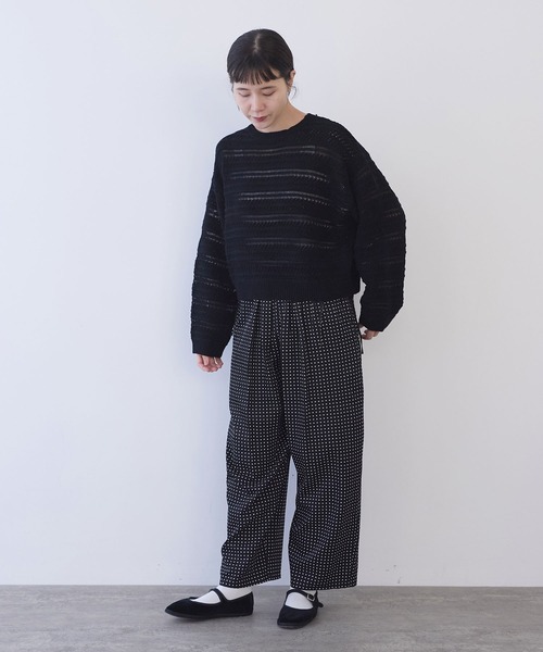 yuni(ユニ )の「ウールコットン透かし編み short プルオーバー(ニット/セーター・レディース・ホワイト/ブラック・FREE)」の21枚目の写真