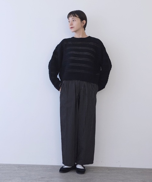 yuni(ユニ )の「ウールコットン透かし編み short プルオーバー(ニット/セーター・レディース・ホワイト/ブラック・FREE)」の20枚目の写真