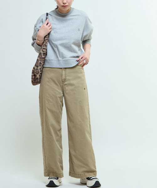 CONVERSE TOKYO（コンバーストウキョウ）の「COTTON CHINO WIDE PANTS（デニムパンツ・レディース・チャコールグレー/ボルドー/ベージュ・FREE）」の4枚目の写真
