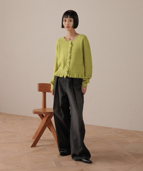 LOWRYS FARM（ローリーズファーム）の「チビフリルカーディガンＬＳ　596329（ニット/セーター・レディース・ブラウン/アイボリー/イエロー/グレー/ブルー・FREE）」の12枚目の写真