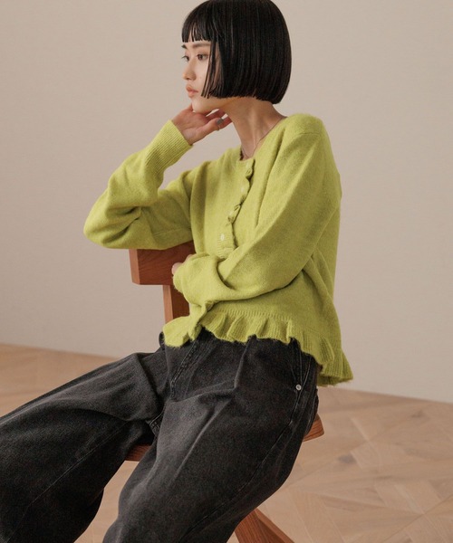 LOWRYS FARM（ローリーズファーム）の「チビフリルカーディガンＬＳ　596329（ニット/セーター・レディース・ブラウン/アイボリー/イエロー/グレー/ブルー・FREE）」の10枚目の写真