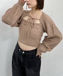 ケーブルニットボレロアンサンブル