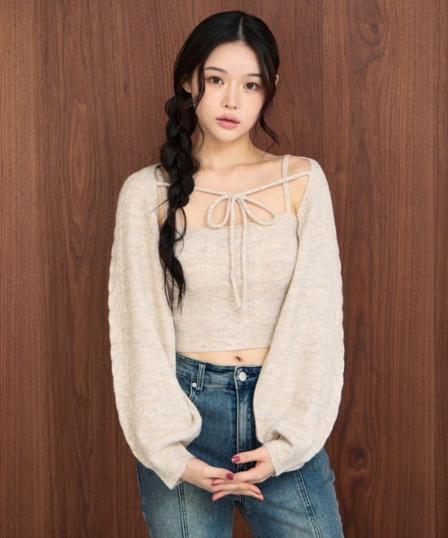 セール】ケーブルニットボレロアンサンブル（アンサンブル）｜archives