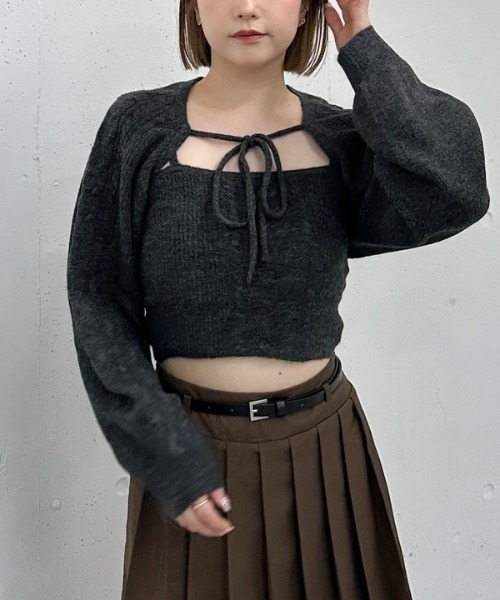 archives（アルシーヴ）の「ケーブルニットボレロアンサンブル（アンサンブル・レディース・モカ/アイボリー/グレー/チャコールグレー・MEDIUM）」の18枚目の写真
