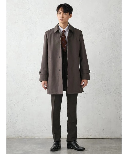 Perfect Suit FActory(パーフェクトスーツファクトリー)の「無地ステンカラーコート 脱着ライナー付き グレー(ステンカラーコート・メンズ・チャコールグレー・S/3L/M/L/LL)」の4枚目の写真