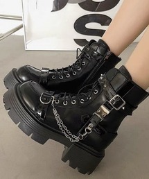 Ritzy | Y2K厚底 ダブルバックルロッカーブーツ(ブーツ)