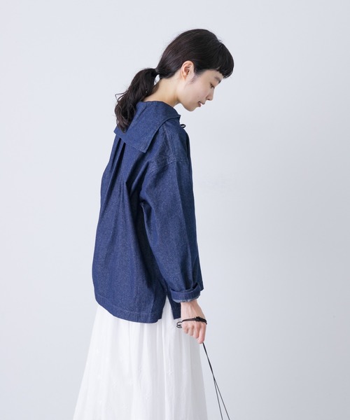 かぐれ　デニムプルオーバーシャツ シンプルながらもアレンジが楽しめる デニムプルオーバー - か