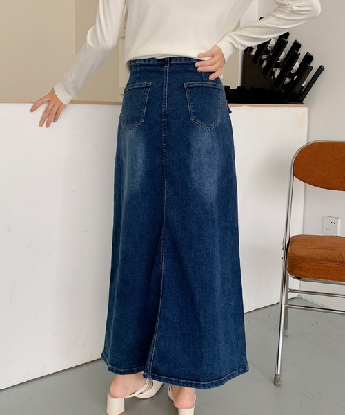 aimoha(アイモハ)の「フロントボタン デニム ロングスカート(デニムスカート・レディース・ブラック/ブルー・LARGE/MEDIUM/SMALL)」の19枚目の写真