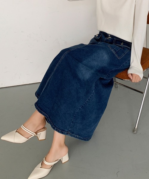 aimoha(アイモハ)の「フロントボタン デニム ロングスカート(デニムスカート・レディース・ブラック/ブルー・LARGE/MEDIUM/SMALL)」の18枚目の写真