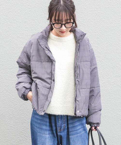 ITEMS URBANRESEARCH(アイテムズ アーバンリサーチ)の「中綿クロップドジャケット(ダウンジャケット/コート・レディース・ブラック/ライトブルー/チェック・FREE)」の3枚目の写真