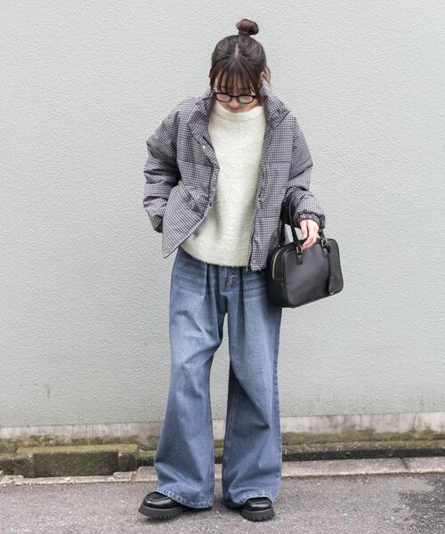 ITEMS URBANRESEARCH(アイテムズ アーバンリサーチ)の「中綿クロップドジャケット(ダウンジャケット/コート・レディース・ブラック/ライトブルー/チェック・FREE)」の10枚目の写真