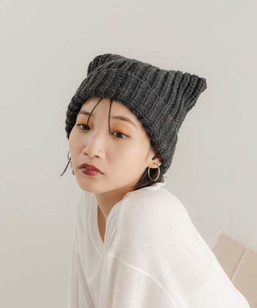LOWRYS FARM(ローリーズファーム)の「ネコミミワッチ 579638(ニットキャップ/ビーニー・レディース・チャコールグレー・FREE)」の1枚目の写真