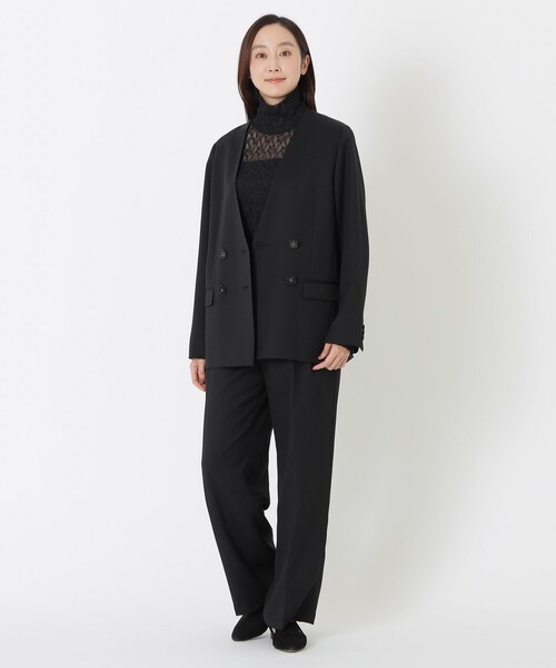 S.ESSENTIALS(エスエッセンシャルズ)の「ウールノーカラージャケット(ノーカラージャケット・レディース・ベージュ/ブラック・38)」の3枚目の写真