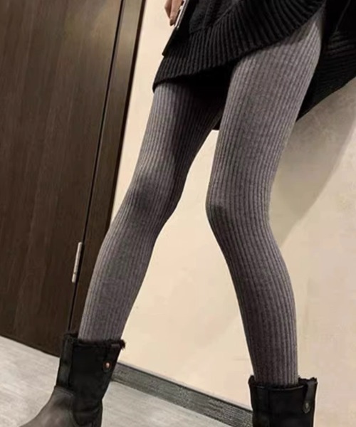 ampm(エーエムピーエム)の「リブニットレギンス/スパッツ/タイツ風パンツ(その他パンツ・レディース・ベージュ/ブラック/グレー・FREE)」の13枚目の写真