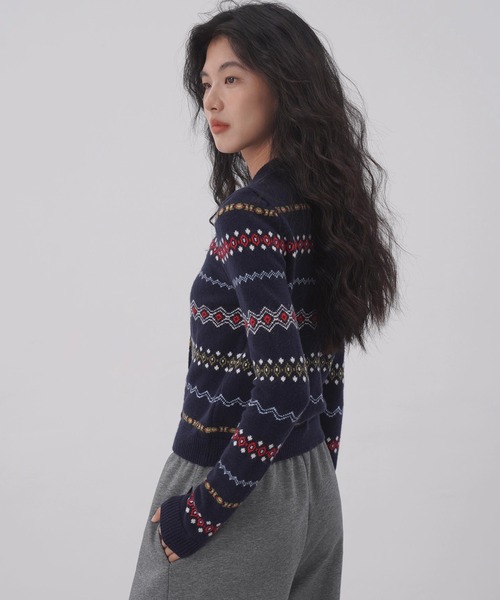 フェアアイルカーディガン EM25a081【EIGHTHMONTH】