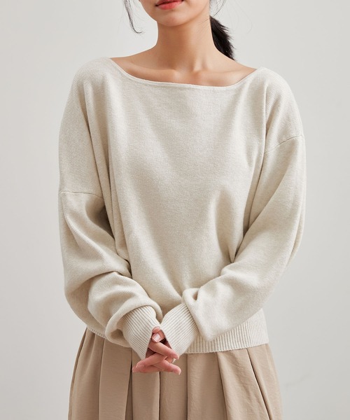 Lace Ladies（レースレディース）の「ウールタッチ ラウンドネック リラックス ニット プルオーバー（Tシャツ/カットソー・レディース・アイボリー/ブラック/ダークグレー/ライトグレー・FREE）」の4枚目の写真