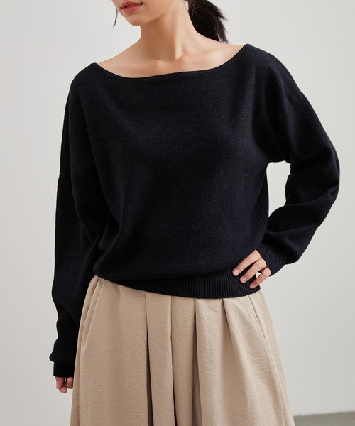 Lace Ladies（レースレディース）の「ウールタッチ ラウンドネック リラックス ニット プルオーバー（Tシャツ/カットソー・レディース・アイボリー/ブラック/ダークグレー/ライトグレー・FREE）」の3枚目の写真