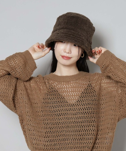 Healthknit(ヘルスニット)の「Healthknit/別注ボアバケットハット(ハット・レディース・ブラック/ライトベージュ/ブラウン・FREE)」の4枚目の写真