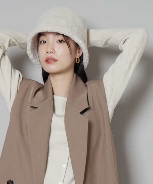 Healthknit(ヘルスニット)の「Healthknit/別注ボアバケットハット(ハット・レディース・ブラック/ライトベージュ/ブラウン・FREE)」の5枚目の写真