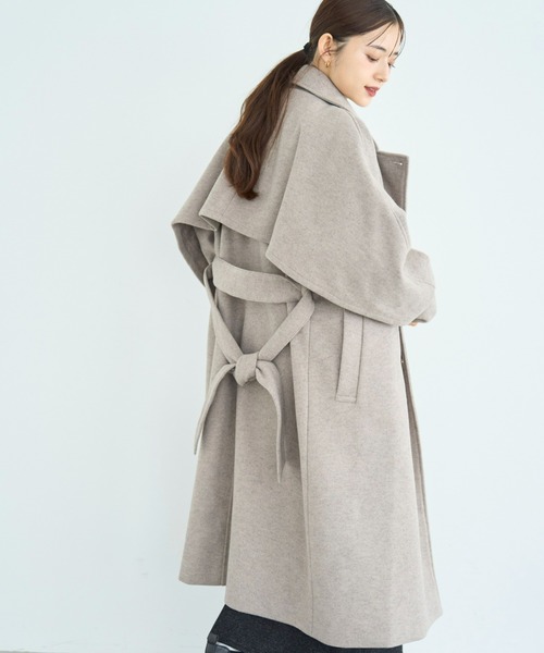 mil（ミル）の「フレアヨーク ウールライクコート【585107】（ステンカラーコート・レディース・ブラック/ベージュ/ブラウン・S/XS）」の3枚目の写真