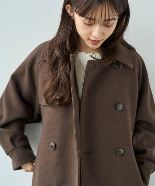 mil（ミル）の「フレアヨーク ウールライクコート【585107】（ステンカラーコート・レディース・ブラック/ベージュ/ブラウン・S/XS）」の11枚目の写真