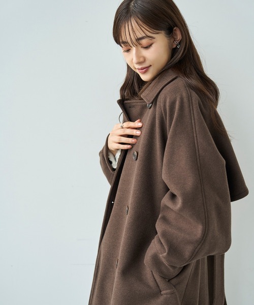 mil（ミル）の「フレアヨーク ウールライクコート【585107】（ステンカラーコート・レディース・ブラック/ベージュ/ブラウン・S/XS）」の12枚目の写真