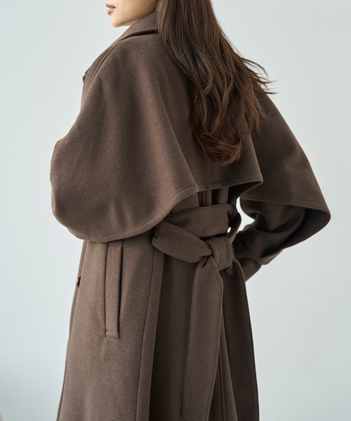 mil（ミル）の「フレアヨーク ウールライクコート【585107】（ステンカラーコート・レディース・ブラック/ベージュ/ブラウン・S/XS）」の13枚目の写真