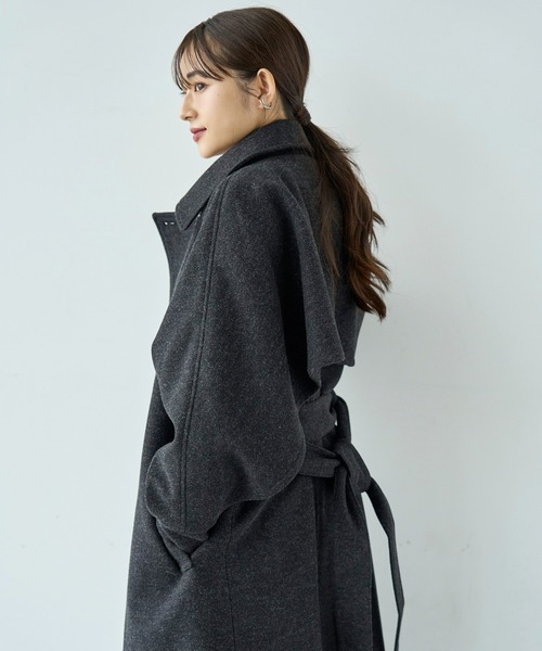 mil（ミル）の「フレアヨーク ウールライクコート【585107】（ステンカラーコート・レディース・ブラック/ベージュ/ブラウン・S/XS）」の14枚目の写真
